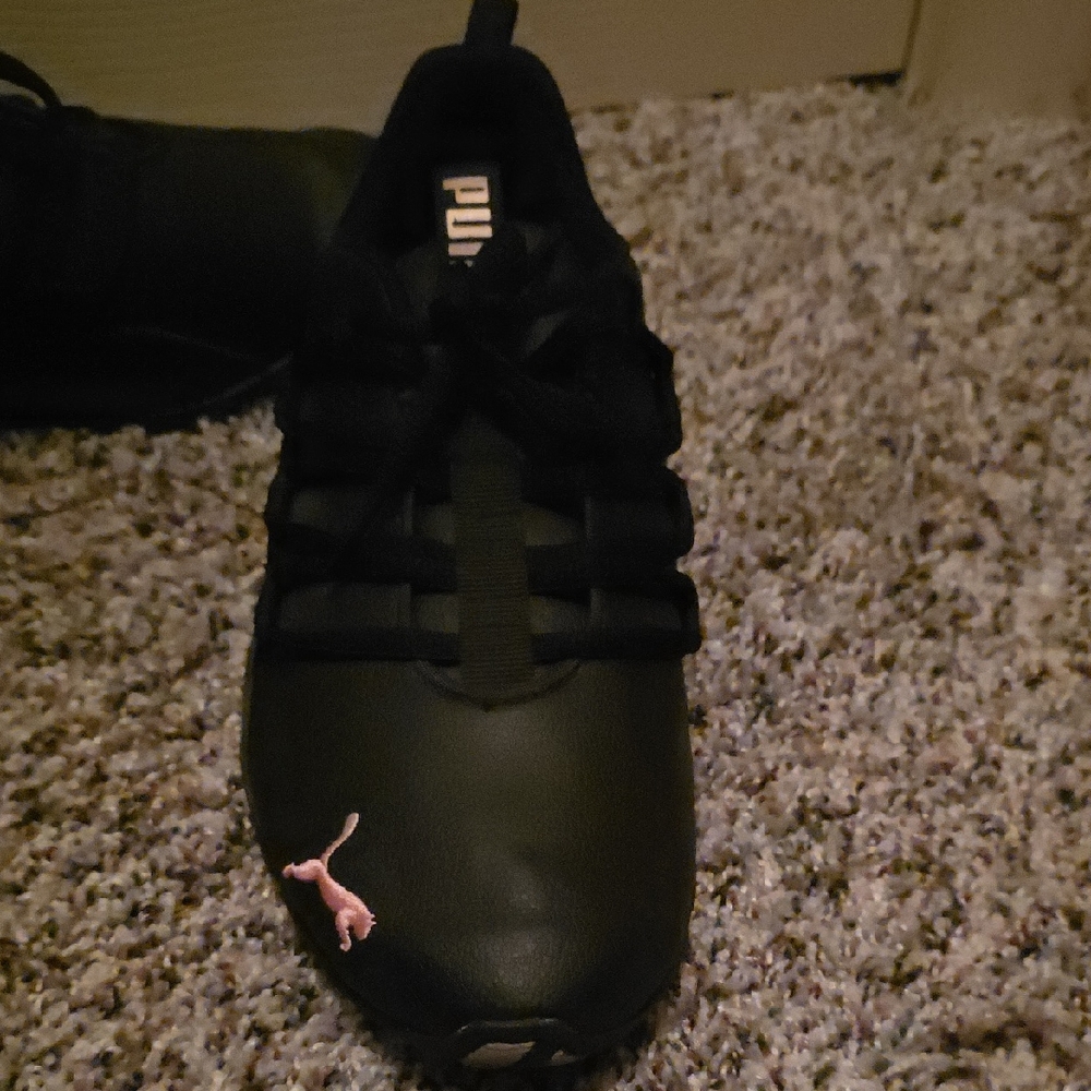 Puma Black Sneakers with Pink Logo